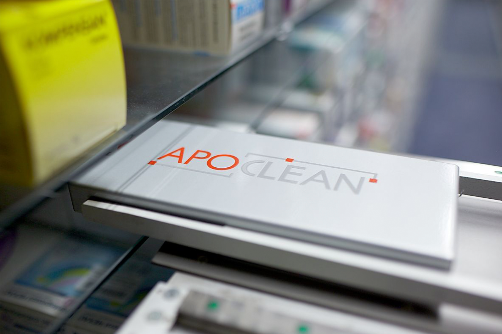 Sistema de limpieza del robot de farmacia Apostore