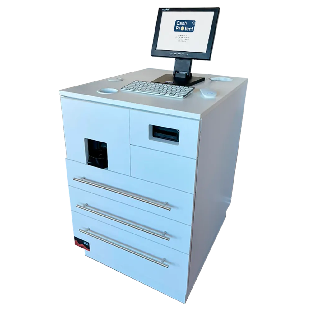 el sistema de gestión de efectivo cashprotect 400 integrado en un mueble