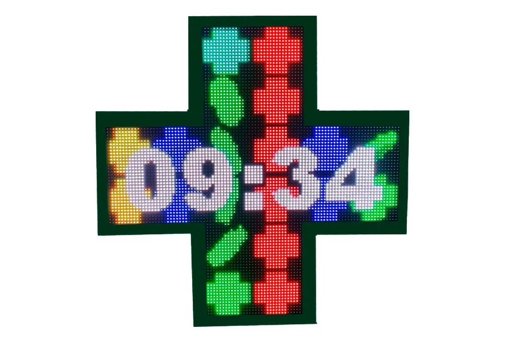 imagen de la cruz para farmacia fenix con la hora